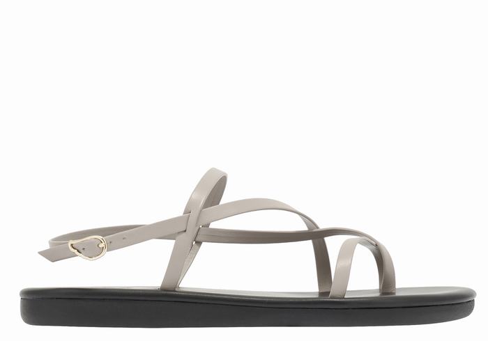 Ancient Greek Sandals Alethea Women Back-Strap Sandals Grey Brown | VRV3933AI