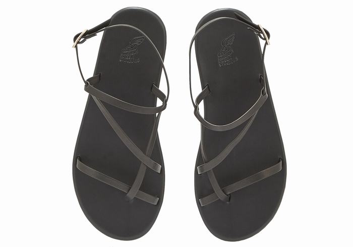 Ancient Greek Sandals Alethea Women Back-Strap Sandals Black | TBV7078BD