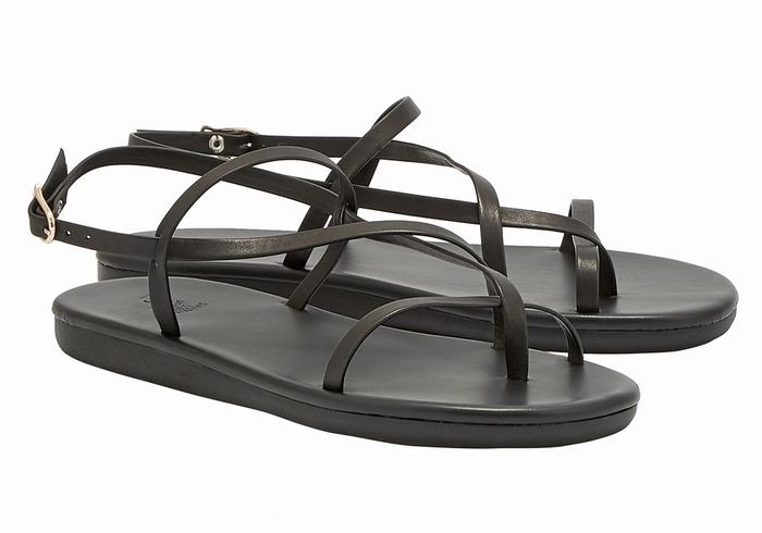 Ancient Greek Sandals Alethea Women Back-Strap Sandals Black | TBV7078BD