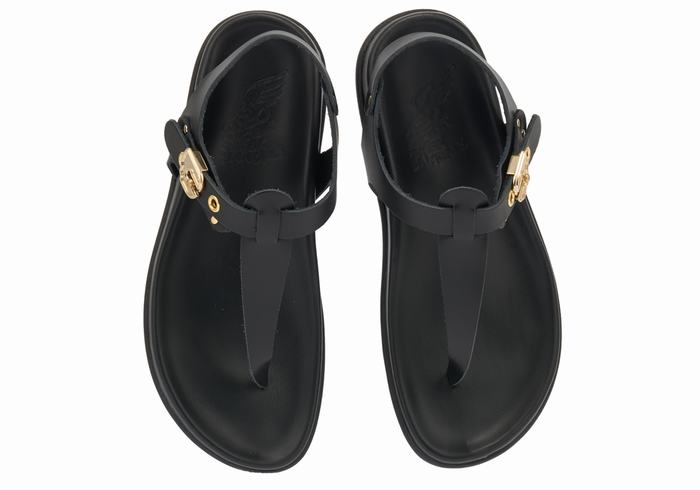 Ancient Greek Sandals Alki Flip Flop Women Back-Strap Sandals Black | RAC1294BL