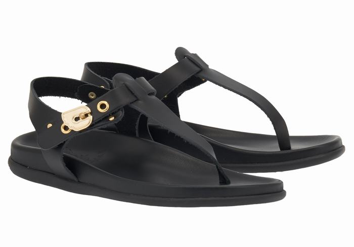 Ancient Greek Sandals Alki Flip Flop Women Back-Strap Sandals Black | RAC1294BL