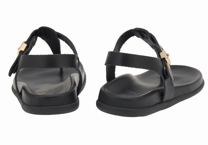 Ancient Greek Sandals Alki Flip Flop Women Back-Strap Sandals Black | RAC1294BL