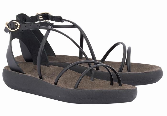 Ancient Greek Sandals Anastasia Comfort Women Ankle Strap Sandals Black | MVM5163IH