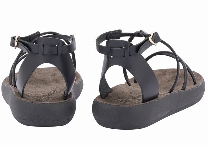 Ancient Greek Sandals Anastasia Comfort Women Ankle Strap Sandals Black | MVM5163IH