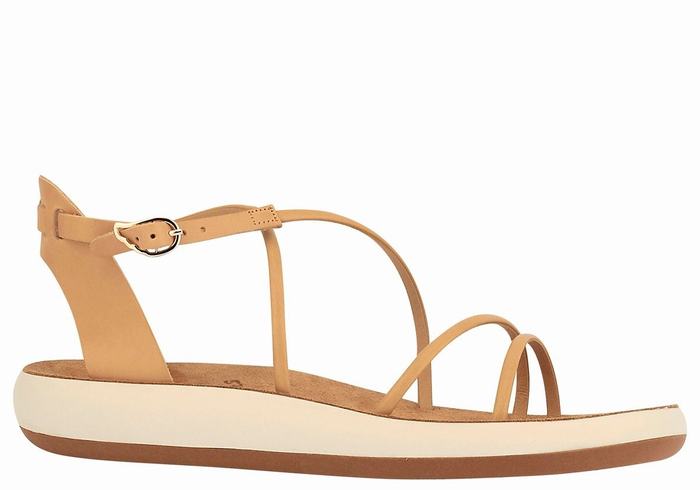 Ancient Greek Sandals Anastasia Comfort Women Ankle Strap Sandals Beige | ZZC10040MF