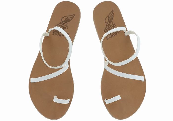 Ancient Greek Sandals Apli Eleftheria Leather Women Toe-Post Sandals White | YEX5382QB