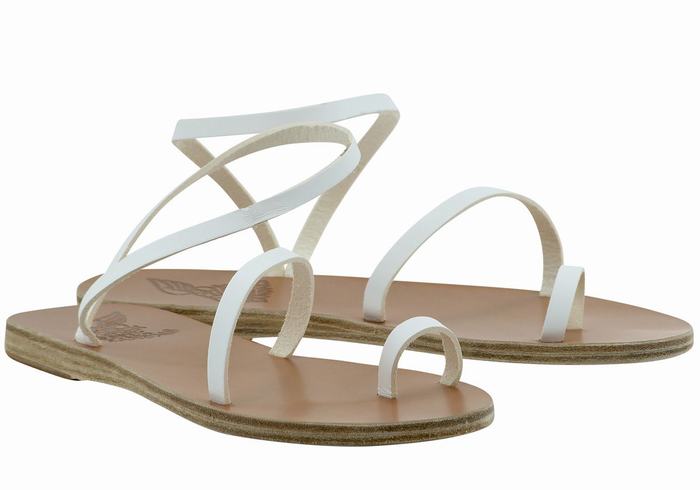 Ancient Greek Sandals Apli Eleftheria Leather Women Toe-Post Sandals White | YEX5382QB