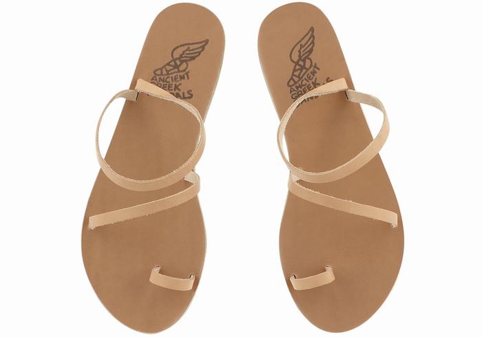 Ancient Greek Sandals Apli Eleftheria Leather Women Toe-Post Sandals Beige | AFN4317RR