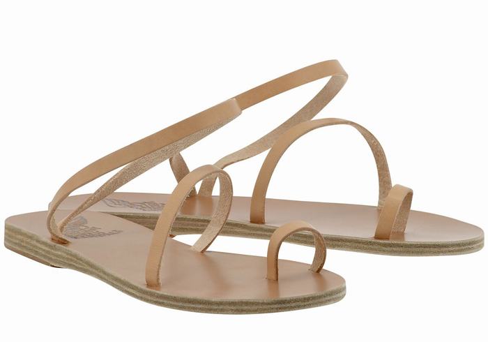 Ancient Greek Sandals Apli Eleftheria Leather Women Toe-Post Sandals Beige | AFN4317RR