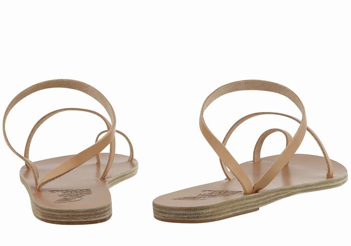 Ancient Greek Sandals Apli Eleftheria Leather Women Toe-Post Sandals Beige | AFN4317RR