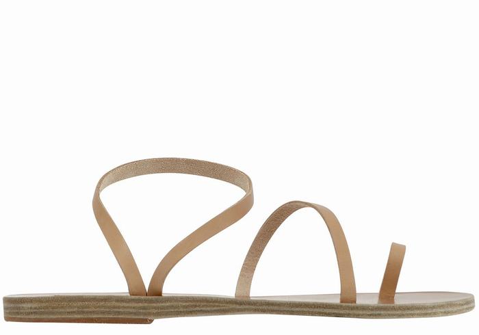 Ancient Greek Sandals Apli Eleftheria Leather Women Toe-Post Sandals Beige | AFN4317RR