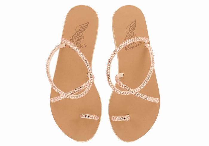 Ancient Greek Sandals Apli Eleftheria Women Toe-Post Sandals Rose Gold | FBE6998KK