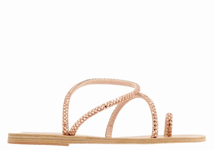 Ancient Greek Sandals Apli Eleftheria Women Toe-Post Sandals Rose Gold | FBE6998KK