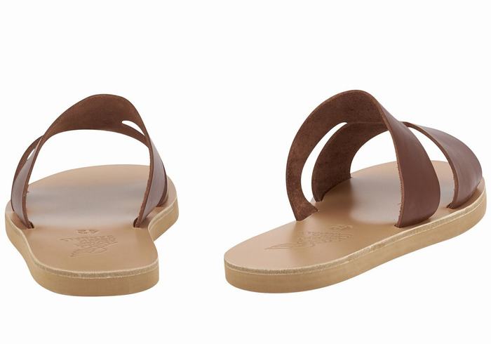 Ancient Greek Sandals Apteros Men Slide Sandals Coffee | IIB6816SI