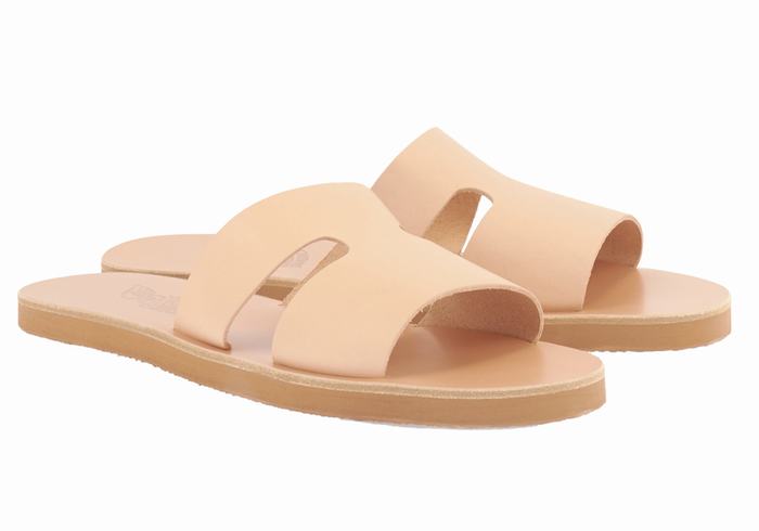 Ancient Greek Sandals Apteros Men Slide Sandals Beige | ZMG3316QZ