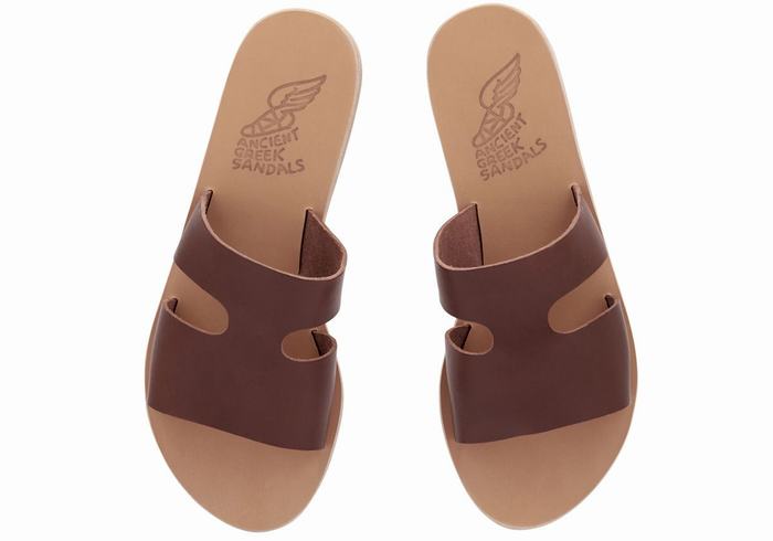 Ancient Greek Sandals Apteros Women Slide Sandals Coffee | BLA1092XP