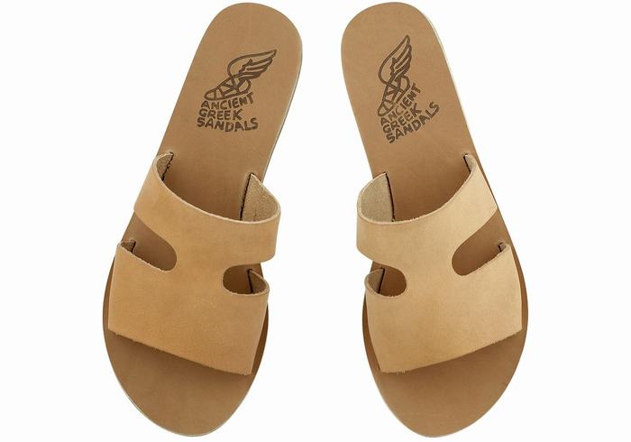 Ancient Greek Sandals Apteros Women Slide Sandals Beige | YHW6530AY