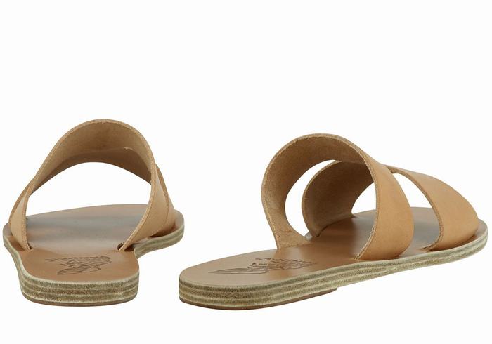 Ancient Greek Sandals Apteros Women Slide Sandals Beige | YHW6530AY