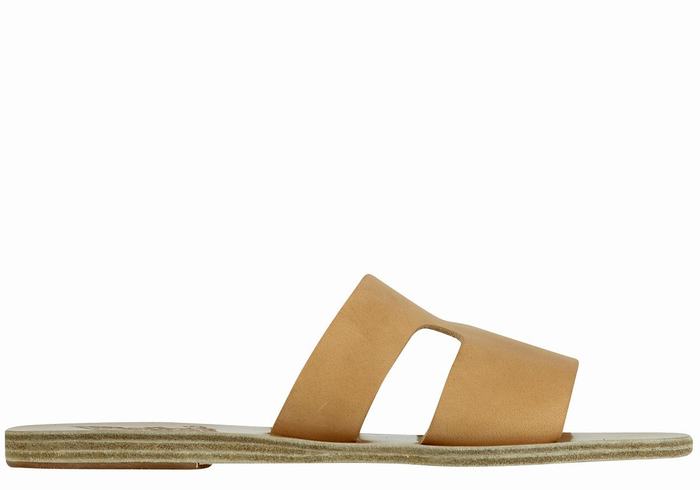 Ancient Greek Sandals Apteros Women Slide Sandals Beige | YHW6530AY