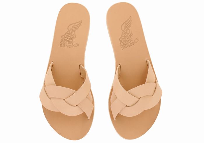 Ancient Greek Sandals Arachne Women Slide Sandals Beige | YBZ3770BN