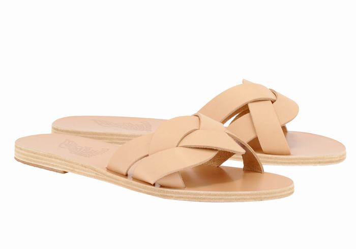 Ancient Greek Sandals Arachne Women Slide Sandals Beige | YBZ3770BN