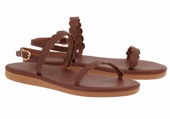 Ancient Greek Sandals Aroula Women Back-Strap Sandals Coffee | JES944LZ