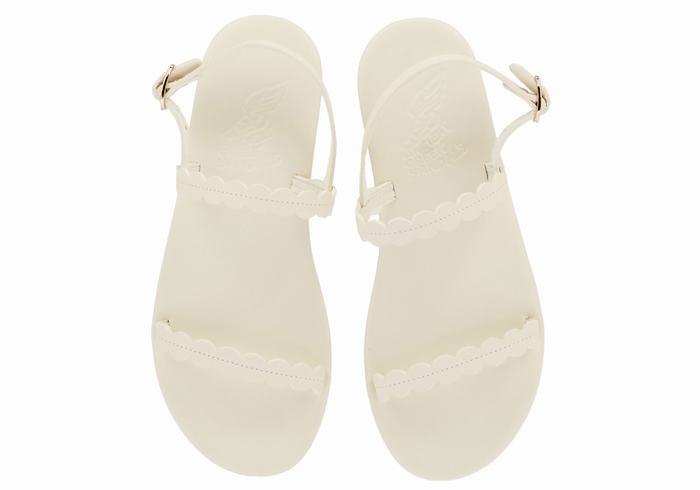 Ancient Greek Sandals Aroula Women Back-Strap Sandals White | NRI8622OL