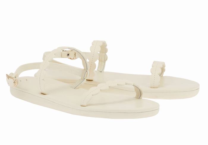 Ancient Greek Sandals Aroula Women Back-Strap Sandals White | NRI8622OL