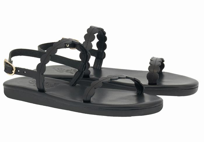 Ancient Greek Sandals Aroula Women Back-Strap Sandals Black | WKU5760CD