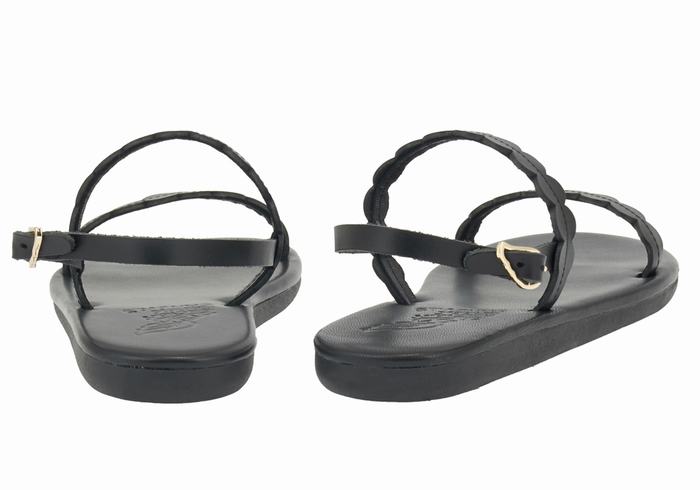 Ancient Greek Sandals Aroula Women Back-Strap Sandals Black | WKU5760CD