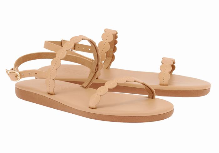 Ancient Greek Sandals Aroula Women Back-Strap Sandals Beige | QHN10055XO