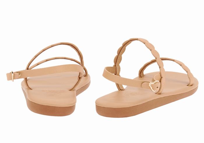 Ancient Greek Sandals Aroula Women Back-Strap Sandals Beige | QHN10055XO