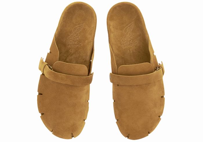 Ancient Greek Sandals Atlas Men Slippers Brown | GPV2429DF