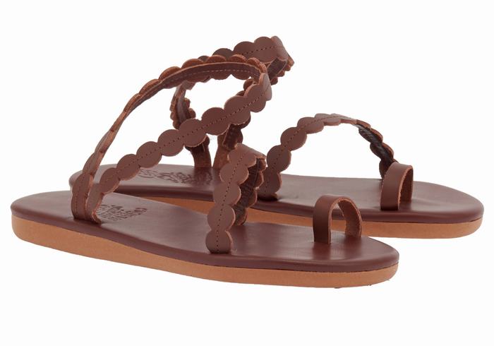 Ancient Greek Sandals Aura Women Toe-Post Sandals Coffee | XSY579GZ