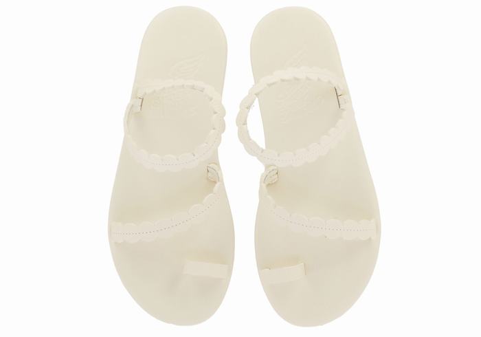 Ancient Greek Sandals Aura Women Toe-Post Sandals White | JYH638GX