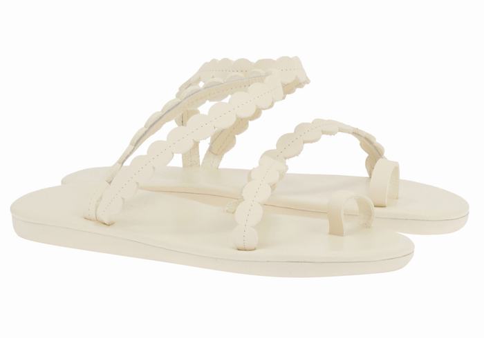 Ancient Greek Sandals Aura Women Toe-Post Sandals White | JYH638GX