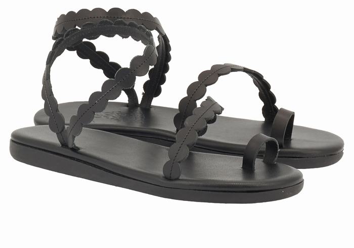 Ancient Greek Sandals Aura Women Toe-Post Sandals Black | LGH7925HT