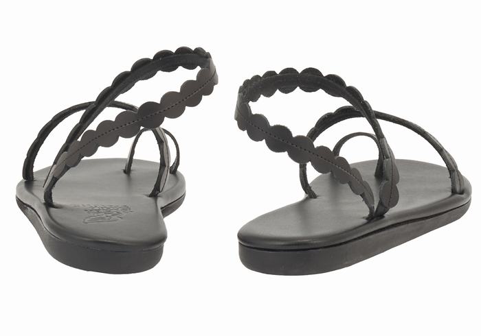 Ancient Greek Sandals Aura Women Toe-Post Sandals Black | LGH7925HT