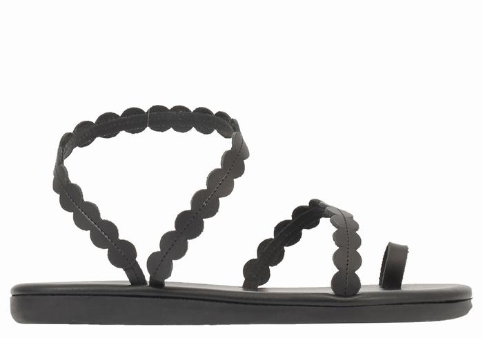 Ancient Greek Sandals Aura Women Toe-Post Sandals Black | LGH7925HT