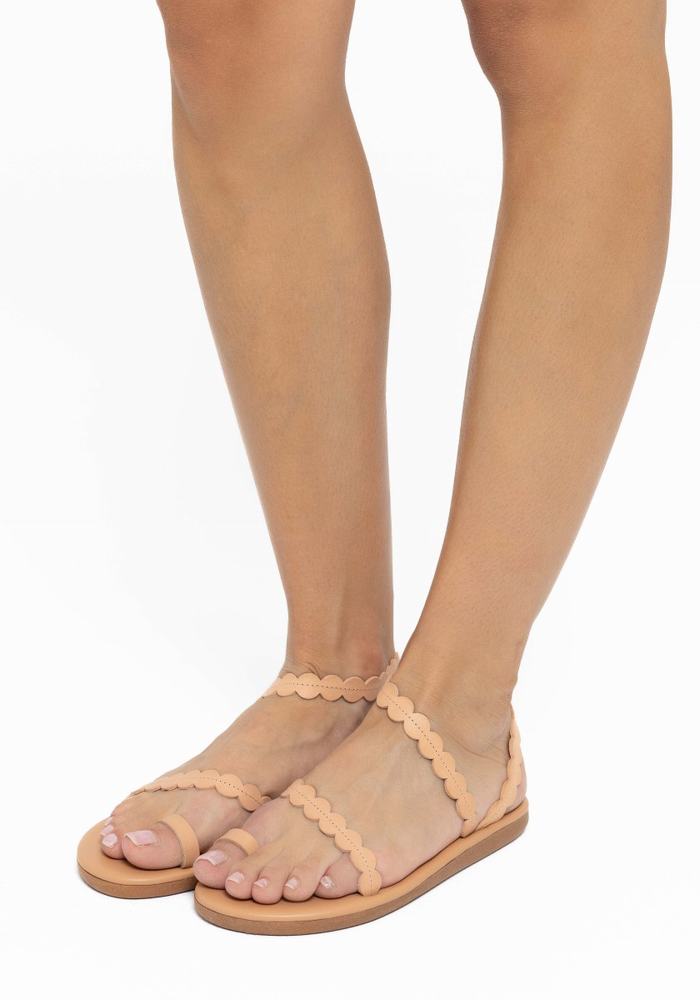 Ancient Greek Sandals Aura Women Toe-Post Sandals Beige | QYW5296XV