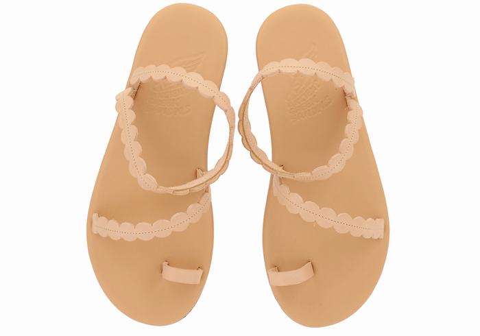 Ancient Greek Sandals Aura Women Toe-Post Sandals Beige | QYW5296XV