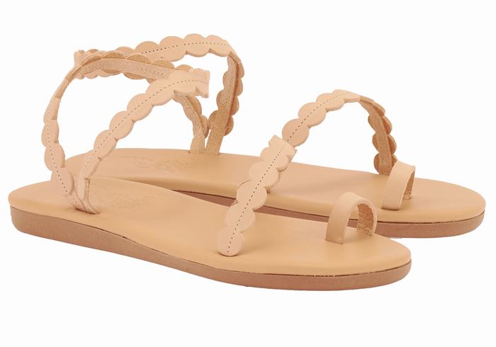 Ancient Greek Sandals Aura Women Toe-Post Sandals Beige | QYW5296XV