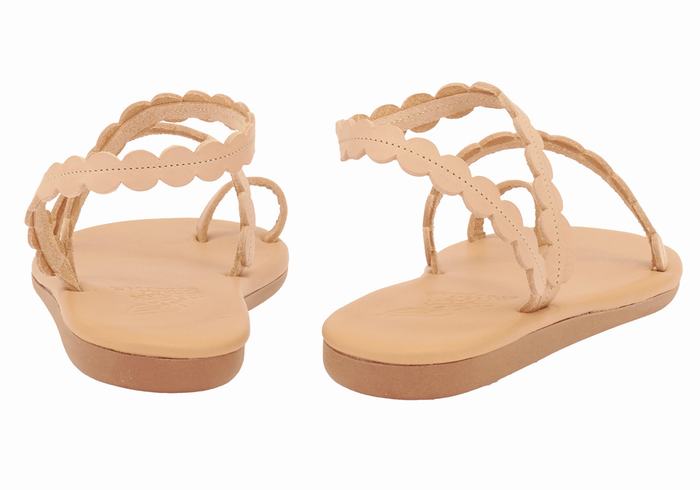 Ancient Greek Sandals Aura Women Toe-Post Sandals Beige | QYW5296XV