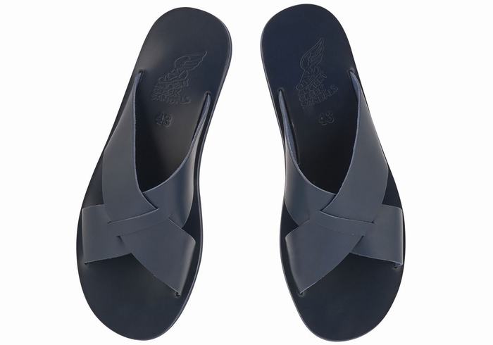 Ancient Greek Sandals Bios Men Slide Sandals Dark Blue | NKX7451FF