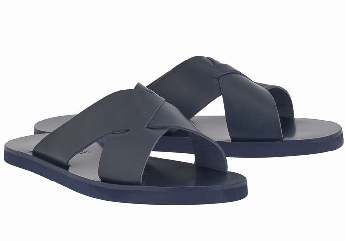 Ancient Greek Sandals Bios Men Slide Sandals Dark Blue | NKX7451FF