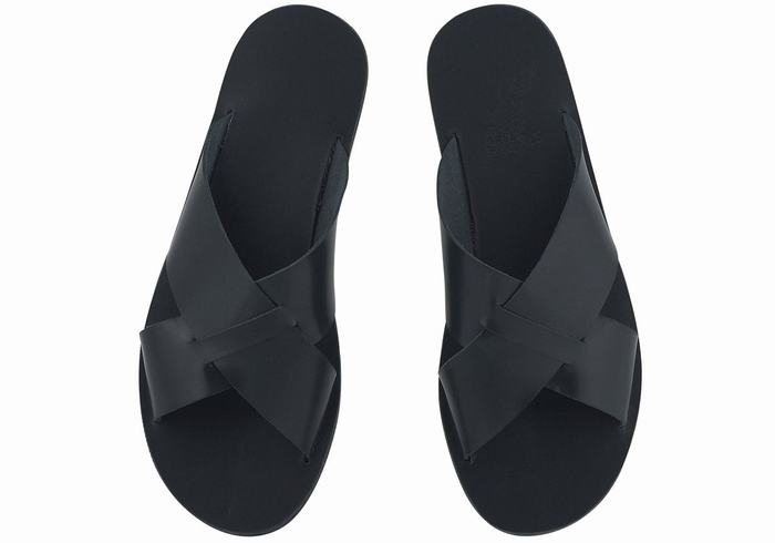 Ancient Greek Sandals Bios Men Slide Sandals Black | IZH9641HX