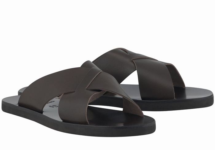 Ancient Greek Sandals Bios Men Slide Sandals Chocolate | WGP9646GT