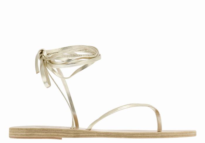 Ancient Greek Sandals Celia Women Gladiator Sandals Gold White | XFT10029EM