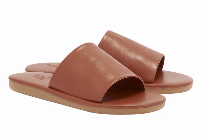 Ancient Greek Sandals Cerastes Women Slide Sandals Dark Brown | ZKG4521UQ