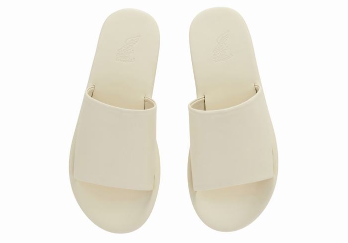 Ancient Greek Sandals Cerastes Women Slide Sandals White | SVF7976OY